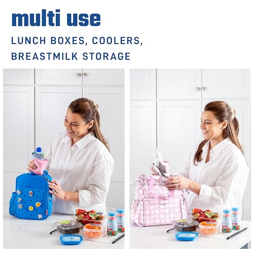 Fit & Fresh Cool Coolers 2 Pack Soft Ice for Lunch Bags, Flexible Stretch Nylon, Durable, Reusable Lunch Box Ice Packs, So...