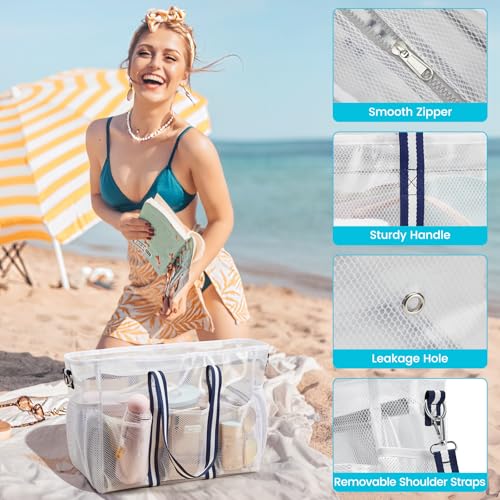 G4Free Waterproof Beach Tote Pool Bags for Women, Large Capacity Tote Bag With Wet Compartment for Weekender Travel
