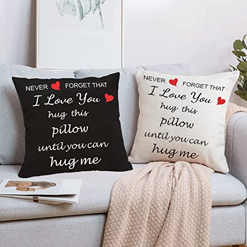 Anrkets Two Sided Printing Lover Pillow Cover I Love You Hug This Pillow Until You Can Hug Me, Valentine's Day Birthday Gi...