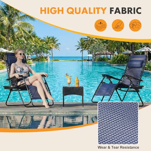 NEWBULIG Zero Gravity Chair Set of 2, Lounge Chair Folding Portable Adjustable Camping Reclining Chairs with Adjustable Po...