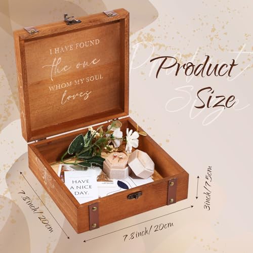 Teecyhooo Wedding Keepsake Box for Couples Mr and Mrs Wooden Memory Storage Boxes PU Leather Studs Rustic for Bride Groom ...