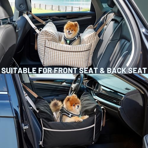 ZOMISIA Dog Car Seat for Small Dogs - Waterproof Pet Booster Seat for Car with Clip-On Safety Leash, Travel Carrier for Me...