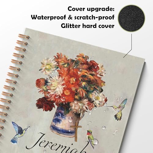 ROXMART Christian Floral Hummingbird Glitter Spiral Notebook, Jeremiah 29:11 Bible Verse Journal, Religious Scripture Hard...