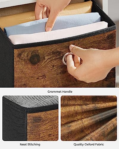 SONGMICS Storage Cubes, Set of 6 Storage Bins with Handles, Foldable Oxford Fabric and Non-Woven Fabric Storage Boxes, 10....