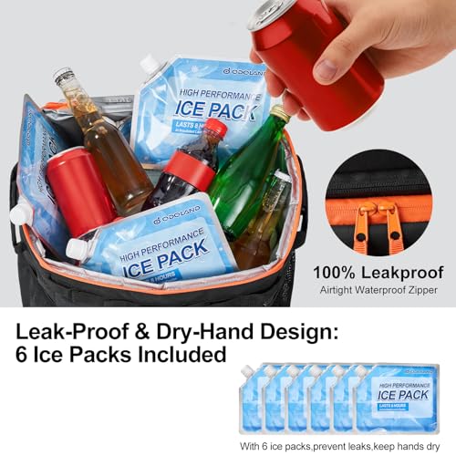Odoland 72 Can Rolling Cooler Bag with Wheels & Handle, Collapsible Insulated Ice Chest for Beach, Camping & Tailgating - ...