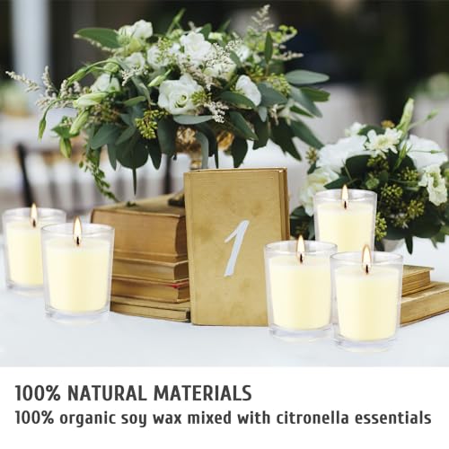 Set of 20 x 2.0 oz Votive Citronella Candles in Glass Cup Decorative Candle Yellow Citronella Tea Lights Indoor Outdoor Pa...