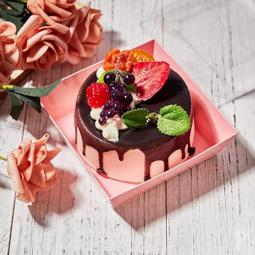 Kucoele 50 Pack Small Charcuterie Boxes with Clear Lids, 4 Inches Paper Bakery Boxes Dessert Boxes Disposable To Go Food C...