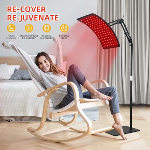 Red Light Therapy for Face and Body, Red Infrared Light Therapy Lamp with Stand Led 660nm Red Light-Therapy& 850nm Infrare...