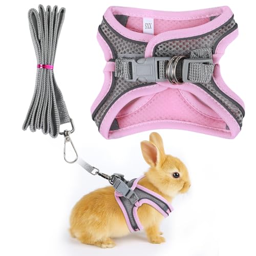 Bunny Harness and Leash Adjustable Bunny Harness and Leash Set, Breathable Pet Vest, Small Dog Harnesses, Small Kitten Pup...