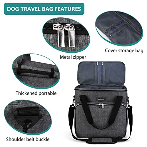 BAGLHER Dog Travel Bag, Pet Travel Bag (ALL Pet Travel Supplies), With 2 Pet Food Containers and 2 Collapsible Silicone Bo...