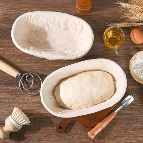 "Saint Germain Bakery Premium Round Bread Banneton Basket with Liner - Perfect Brotform Proofing Basket for Making Beautif...