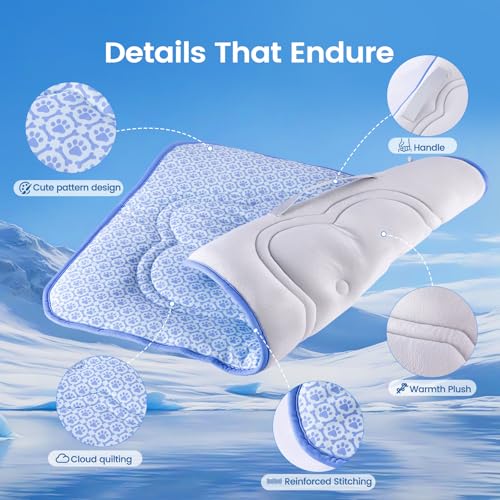 Dog Cooling Mat, Thick Cooling Mat for Extra Large Dogs with PCM & Thermochromic Tech, Dual-Sided Durable Waterproof Cool ...