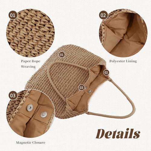 Freie Liebe Summer Straw Beach Bags for Women Large Woven Shoulder Handbags Boho Tote Bag for Vacation, Travel