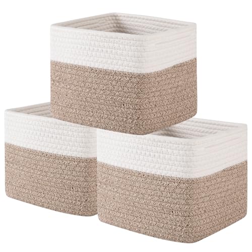 OIAHOMY 9”x9”x7” Storage Cubes, Cotton Rope Woven Baskets for Organizing, Cube Storage Bin, Small Gift Basket for Shelf, ...