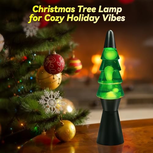 Liquid Motion Lamp Tree Mood Lighting Night Light Green Water & White Wax 13.5 Inch Relaxing Motion Lamp with Bulb for Kid...