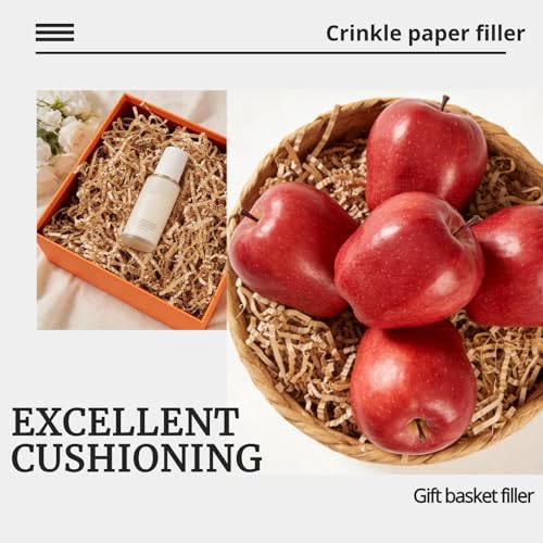 Crinkle Cut Paper Shred Filler, Crinkle Paper Filler and Shredded Paper for Gift Baskets, Raffia Basket Filler for Packagi...