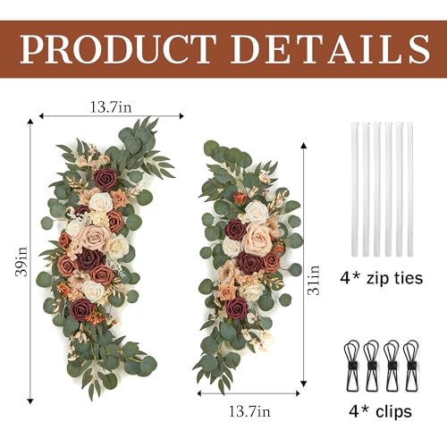 Ting's time Wedding Arch Flower Pack of 2 Artificial Silk Large Flower Swag Welcome Sign Floral Swag Reception Backdrop Fl...