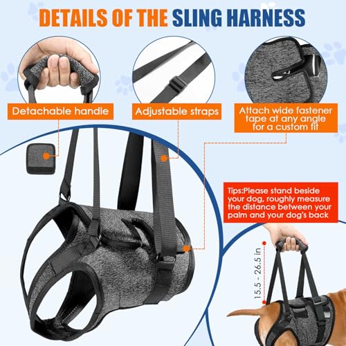 SlowTon Dog Lift Harness - Adjustable Dog Sling for Medium Large Dogs, Hind Leg Support to Help Rehabilitate, Soft Padded ...