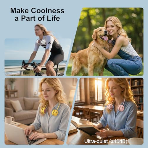 Suzii Portable Neck Fan Rechargeable, Hands Free Bladeless Personal Fan with 5 Speeds, Lightweight Foldable Wearable Cooli...