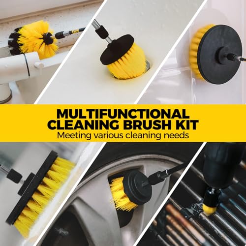 Holikme 40 Piece Drill Brush Attachment Set Scrub Pads Scouring Pads Power Scrubber Brush with Extend Long Attachment All ...