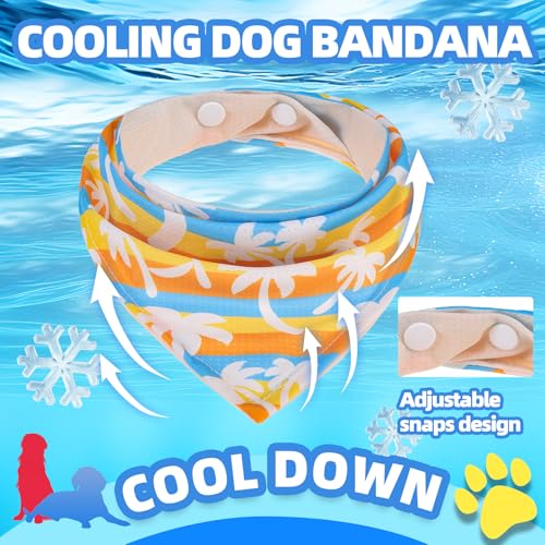 PAWCHIE Dog Cooling Bandana Small, 4 Packs Ice Cool Pet Triangle Scarf Bibs Reversible Styles, Summer Adjustable with Two ...
