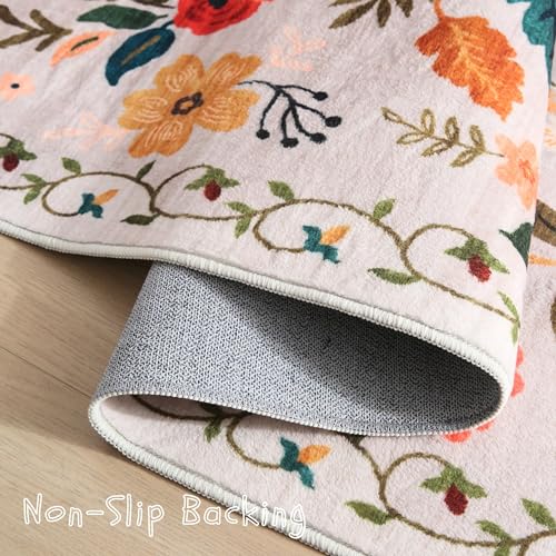 Rugcomf Runner Rug for Hallways Kitchen Rug Non Slip 2'x 6' Washable Rugs with Rubber Backing Soft Floral Carpet Runner fo...