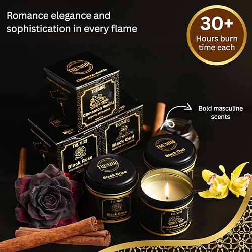 Candle Gift Set of 3 Sage Pine|Jasmine|Black Rose Strong Scented Soy Candels Natural Non Toxic Velas Aromáticas Favors for...