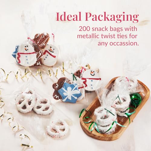 Prestee 200 Pack Clear Cellophane Bags for Favors - Transparent Goodie Bags for Birthday Party, 6x10 Inch Clear Bag with ...