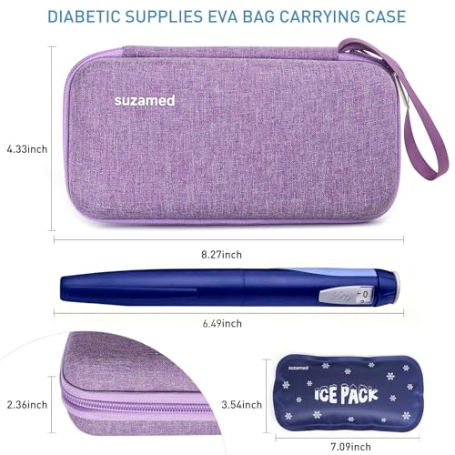 suzamed Insulin Cooler Travel Case,EVA Insulation Travel Medicine Kit with 2 Ice Packs for Diabetes Care,Insulin Pen and O...