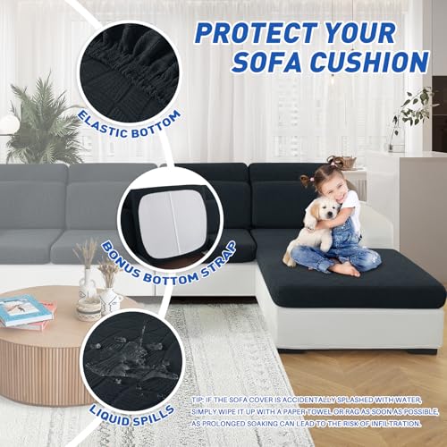 MAXIJIN Waterproof Couch Cushion Covers Stretch Sofa Seat Slipcovers Washable，Sectional Outdoor Cushion Covers with Elasti...