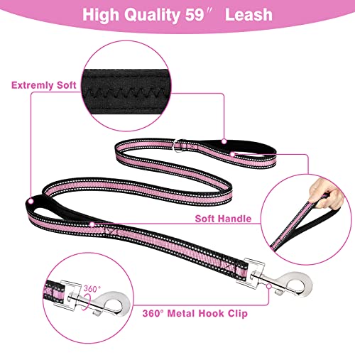 WINSEE Pet Harness Collar and Leash Set, All-in-one Reflective Dog Harness No Pull with Adjustable Buckles for Puppies, Sm...