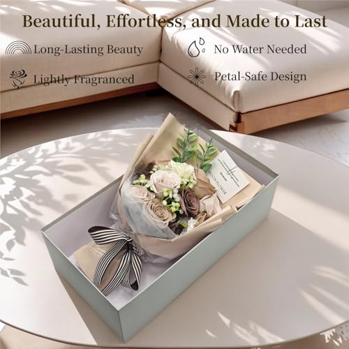 MEJARDIN Soap Flower Bouquet, Elegant Artificial Flowers Bouquet in Luxury Gift Box with Greeting Card, Romantic Long Last...