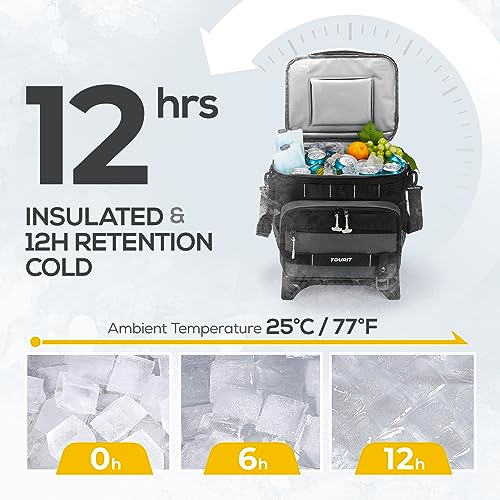 TOURIT Collapsible Cooler with Wheels, Insulated Rolling Cooler with All-Terrain Cart, Waterproof Soft Sided Cooler Bag fo...