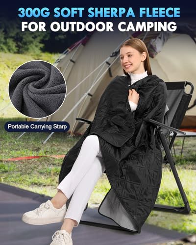 JOYLAMA Outdoor Camping Blanket, Fleece Waterproof Stadium Blanket with Portable Bag, Lightweight for Cold Weather, Sport...