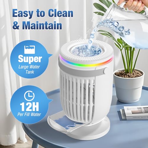 AI Portable Air Conditioners Fan with 120° Rotating Function,Personal Evaporative Mini Air Conditioners,Portable AC Unit A...