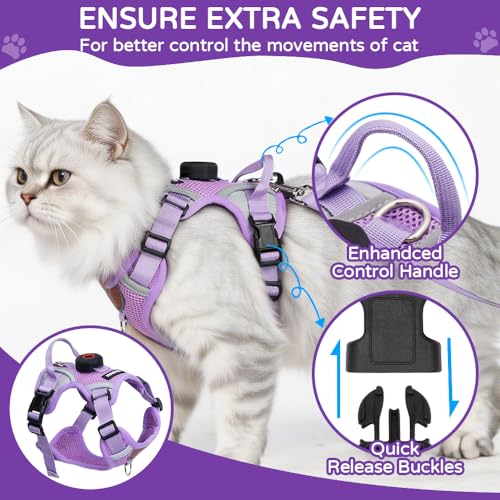 Cat Harness and Leash Set with AirTag Holder, Upgraded Escape Proof Adjustable Vest with Lead for Large Cat Small Dog Pupp...