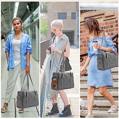 Lasaviin Fashion Dog Purse Pet Carrier Leather Bag for Small Dogs Cats Puppy, Portable Tote Bag Airline Approved Soft-Side...