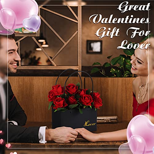 Geelin 30 Pack Flower Paper Gift Bag - Bouquet Portable Rectangle Flower Handbag Waterproof Box with Handles for Wedding A...