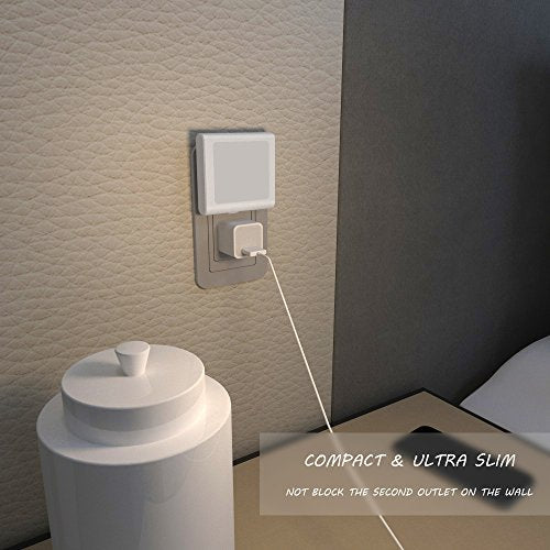 MAZ-TEK Plug in Dimmable Led Night Light with Auto Dusk to Dawn Sensor, Soft Warm White Nightlights for Hallway,Bedroom, K...