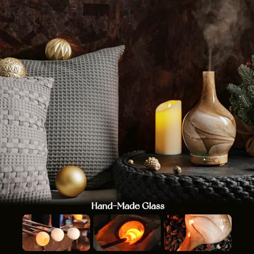 Porseme 150ml Glass Essential Oil Diffuser Aromatherapy Ultrasonic Cool Mist Humidifier 6 Running Hours Waterless Auto-Off...