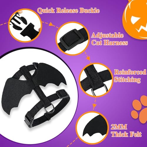 Yonuni Cat Harness and Leash, Cat Halloween Costumes with Bat Wings Escape Proof Soft Adjustable Vest, Easy Control Breath...