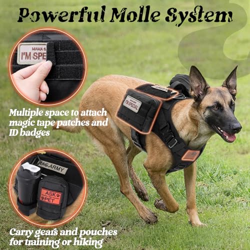rabbitgoo Tactical Dog Harness for Large, Heavy Duty Pet Harness with Handle, No-Pull Service Vest Large Breed, Adjustable...