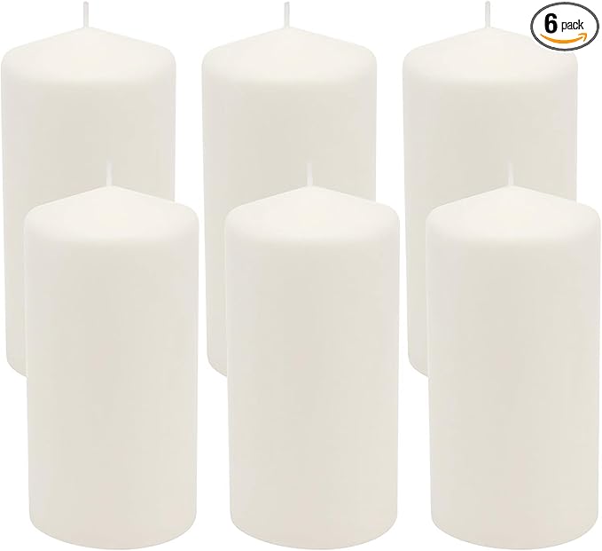 Stonebriar Unscented White Tall Pillar Candles, 65 Hour Burning Candle Pillars, Perfect for Decor, Weddings, Emergencies ...