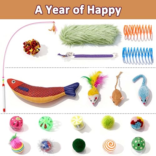 VIEFIN Cat Tunnel Bed with 20 Cat Toys, Collapsible Play Tunnel for Indoor Cats, Kitten Toys for Indoor Kittens, Octopus S...