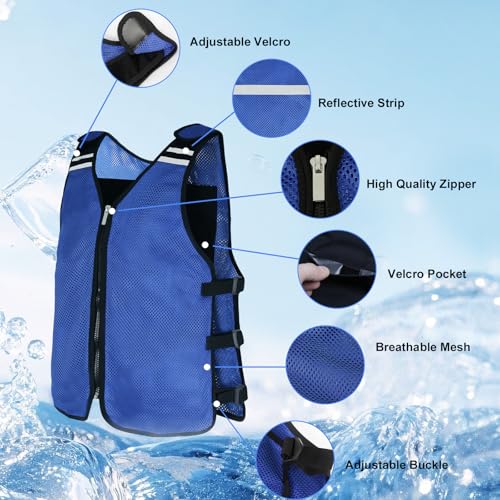 Cooling Vest for Men&Women, Reflective Ice Vest with 32 PCS Ice Packs, Cool Jacket for Hot Weather Summer Workout