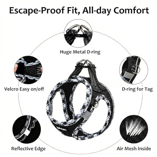 Zelvian Cat Harness and Leash Set for Walking, Escape Proof Adjustable Soft Mesh Kitten Harness with Reflective Strips, Br...