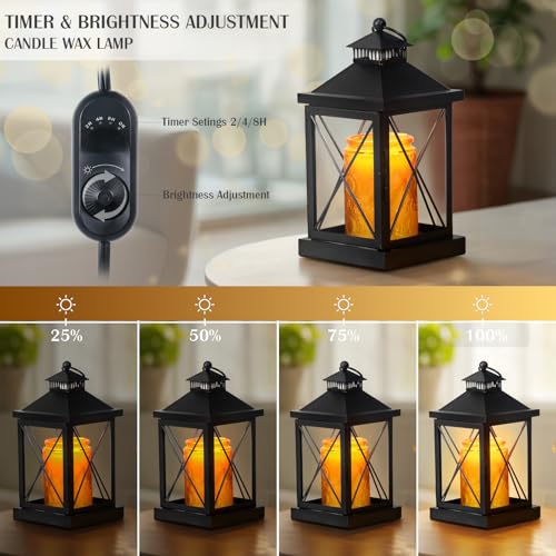 YKOEAROMA Candle Warmer Lamp with Timer, Dimmable Candle Lamp, Compatible with 3 Wick Candles, Vintage Lamp Candle Warmer ...