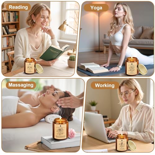 WarmEmbrace Lavender Candles, 4-Pack Scented Candle Set for Women, 7.6 oz Natural Organic Soy Wax in Glass Jar, 160 Hours ...