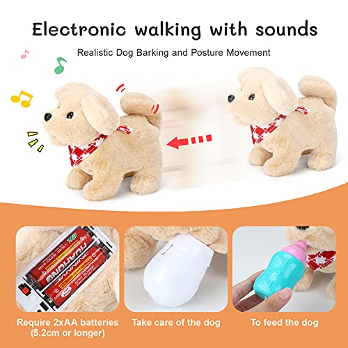 Sotodik Pet Care Play Set Electric Vet Play Set-Walking ,Barking,Tail Wagging Little Plush Dog Grooming Toys with Puppy Ca...