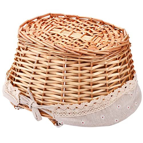 Peohud Wicker Picnic Basket, Woven Empty Easter Basket for Gifts, Picnic Hamper with Double Folding Handles, Willow Garden...